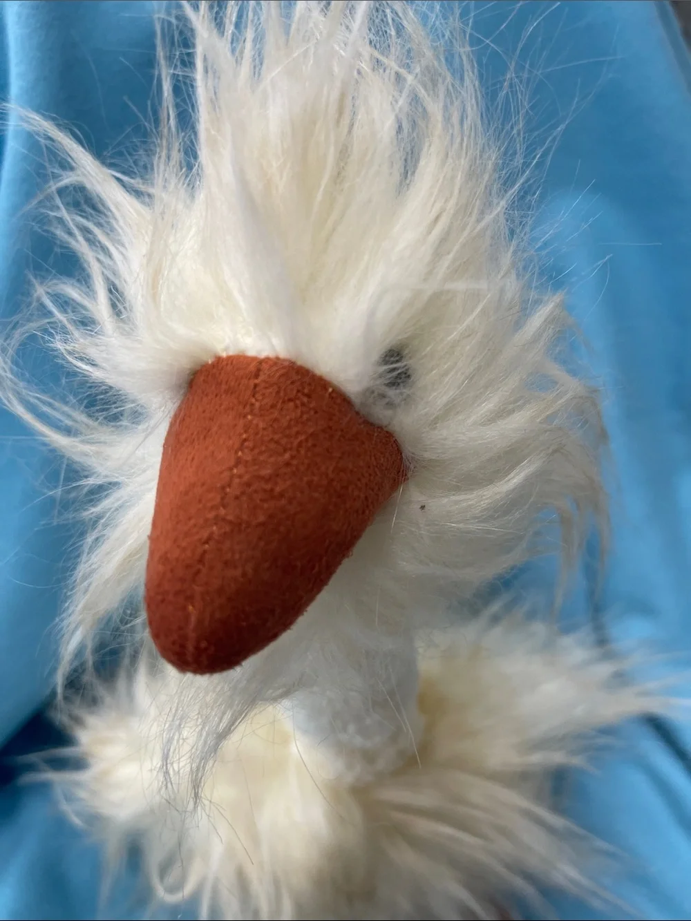 Jellycat Cream Fluffy Bird with Rust-Orange Beak and Legs